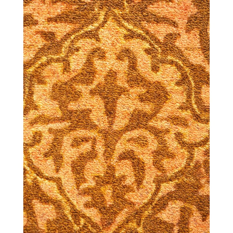 Overton Hand Knotted Wool Vintage Inspired Traditional Mogul Yellow Runner Rug - 2' 8" x 14' 6"