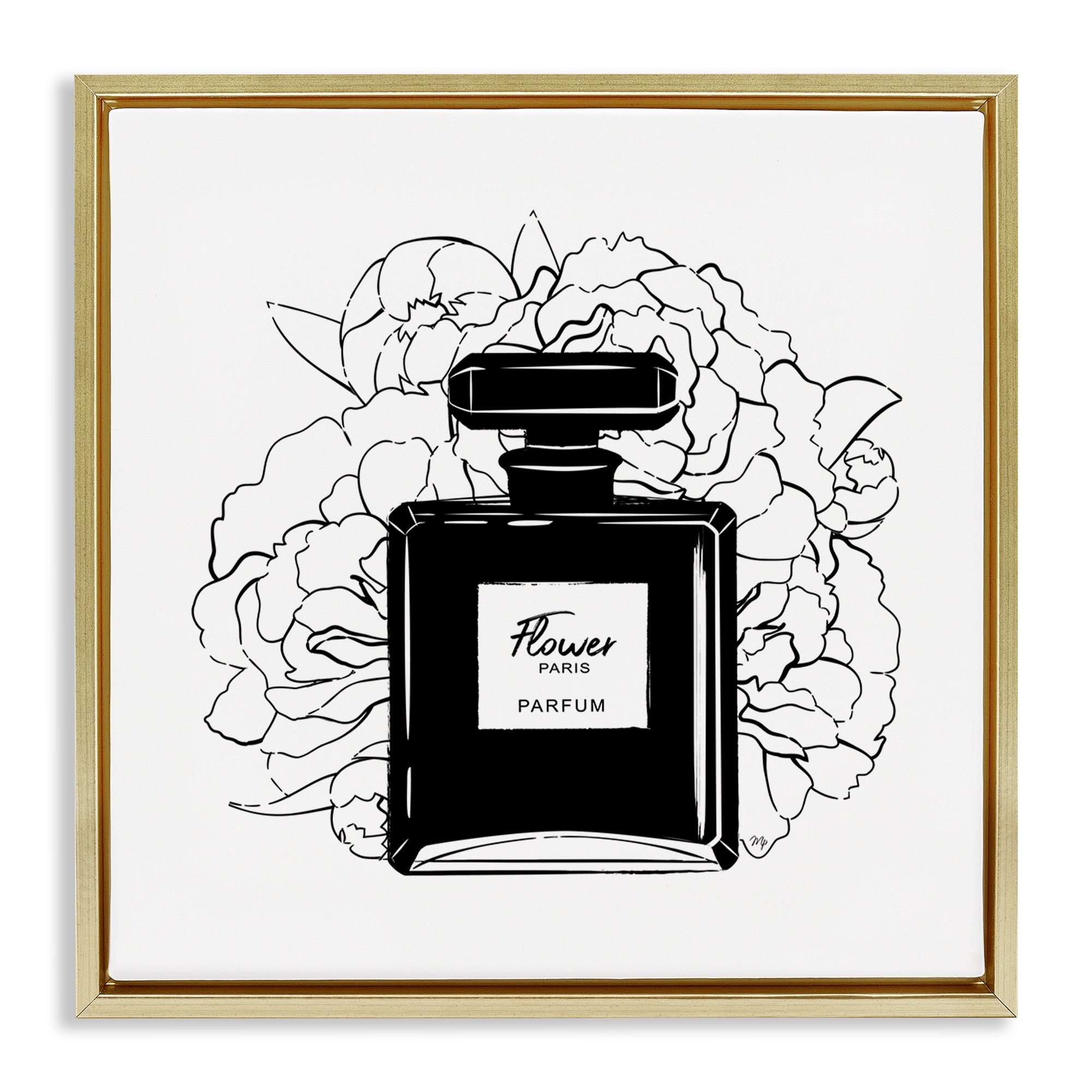 Stupell Black Perfume & Roses Framed Floater Canvas Wall Art Design By Martina Pavlova