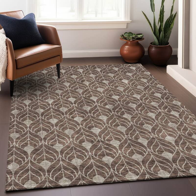 Premium Washable Super Soft Geo Teardrop Mayfield Rug - Brown - 3' x 5'