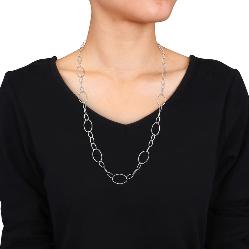 Miadora Sterling Silver Oval Link Necklace