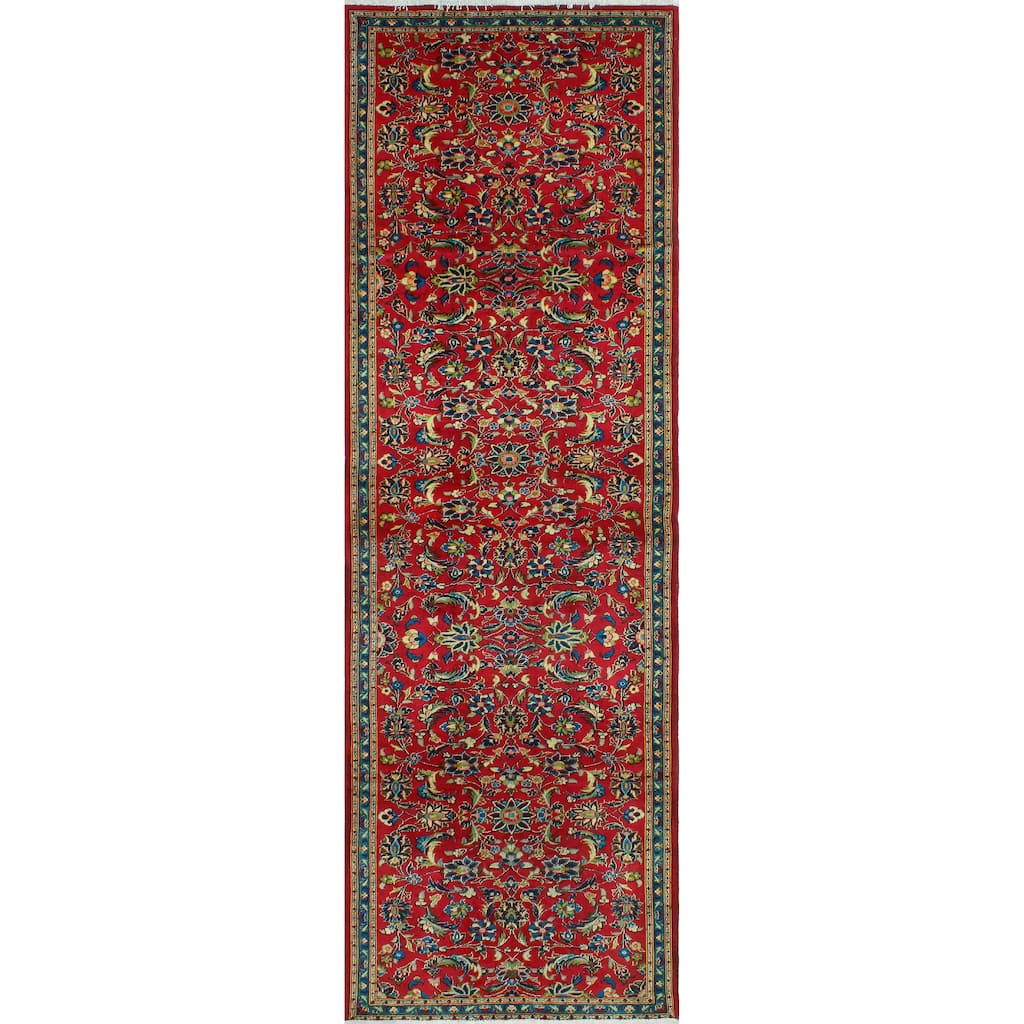 Fine Vintage Distressed Ilhan Red/Blue Runner - 3'10" x 13'2"