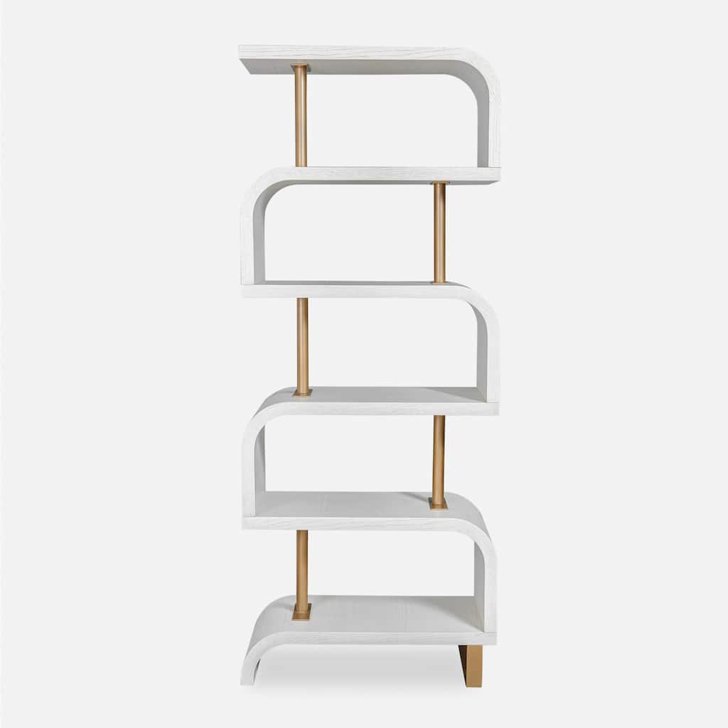 6-Tier Etagere Shelves - 80" - White and Brass Finished