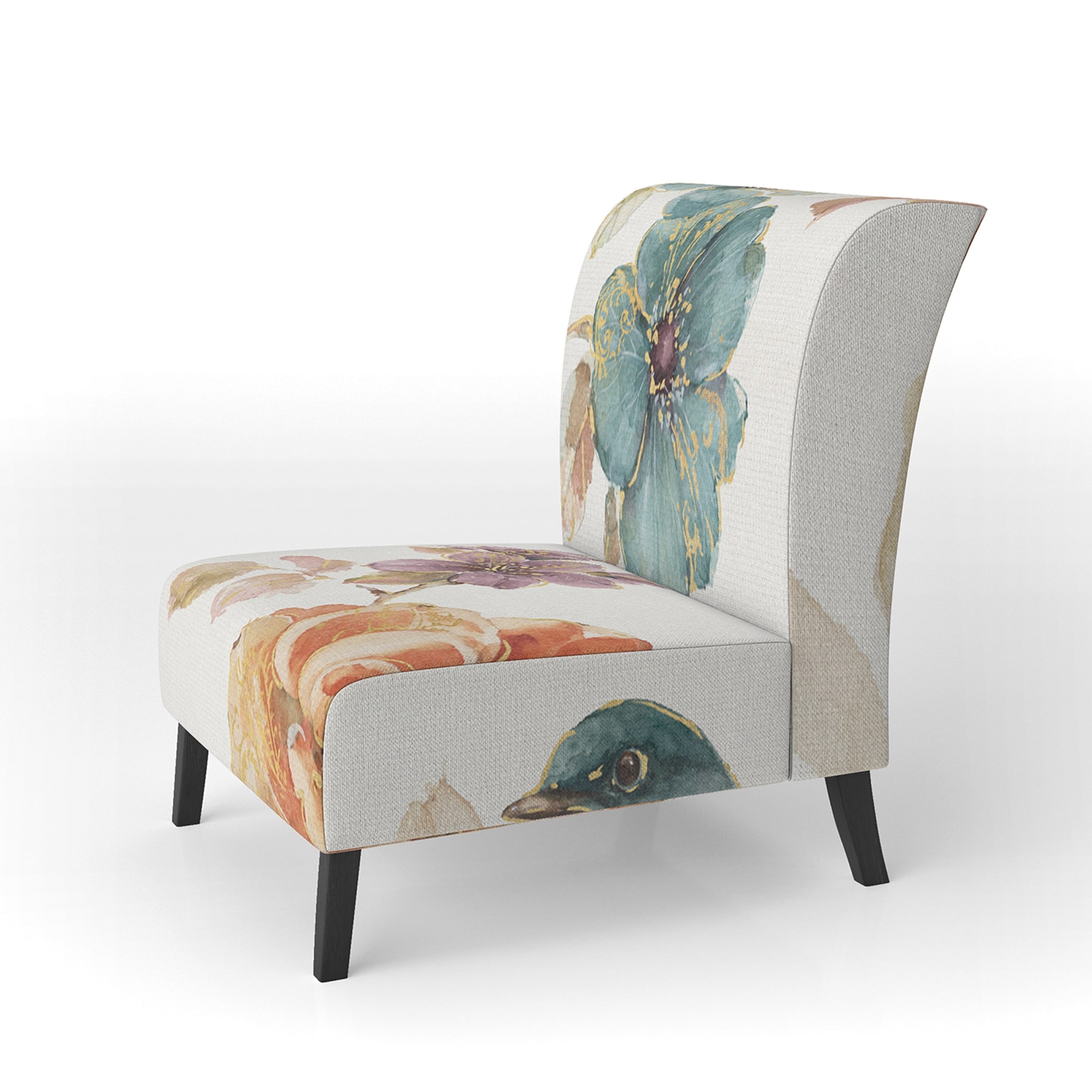 Designart "Cottage Bird On Orange Flower Twig" Upholstered - Picture 12 of 20
