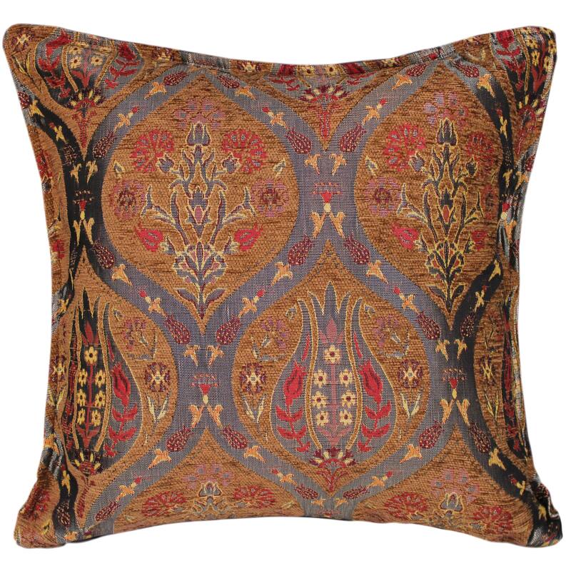 Boho Chic Peony Turkish Throw Pillow - 17'' x 16.25'' - Light Brown/Grey
