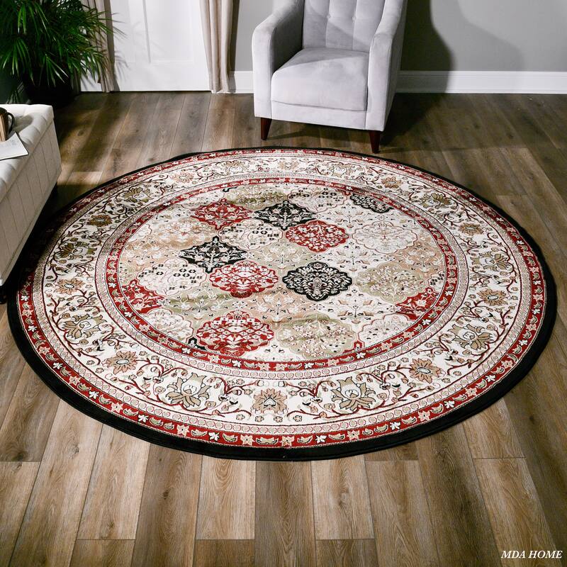 Hollywood Collection Black/Multi Area Rug - 5'2'' Round