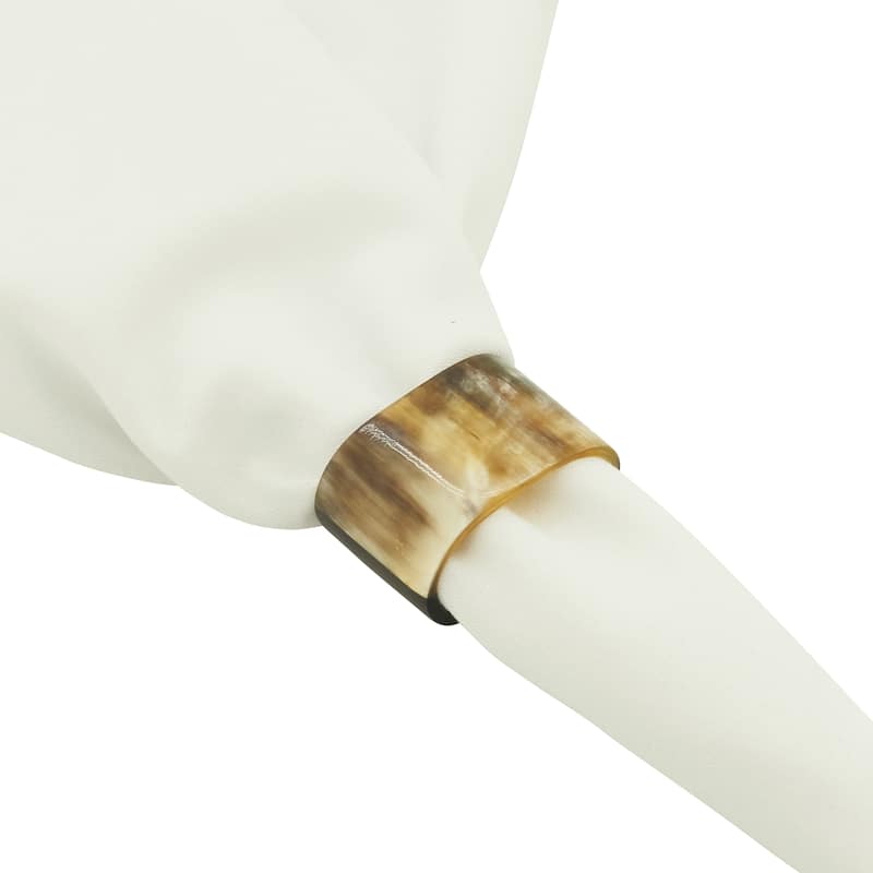 Oval Design Horn Napkin Rings (Set of 4) - Brown