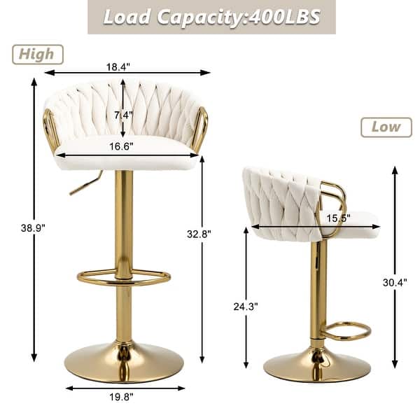 dimension image slide 1 of 6, Modern Swivel Counter Height Bar Stools Adjustable Counter Stool With Backs