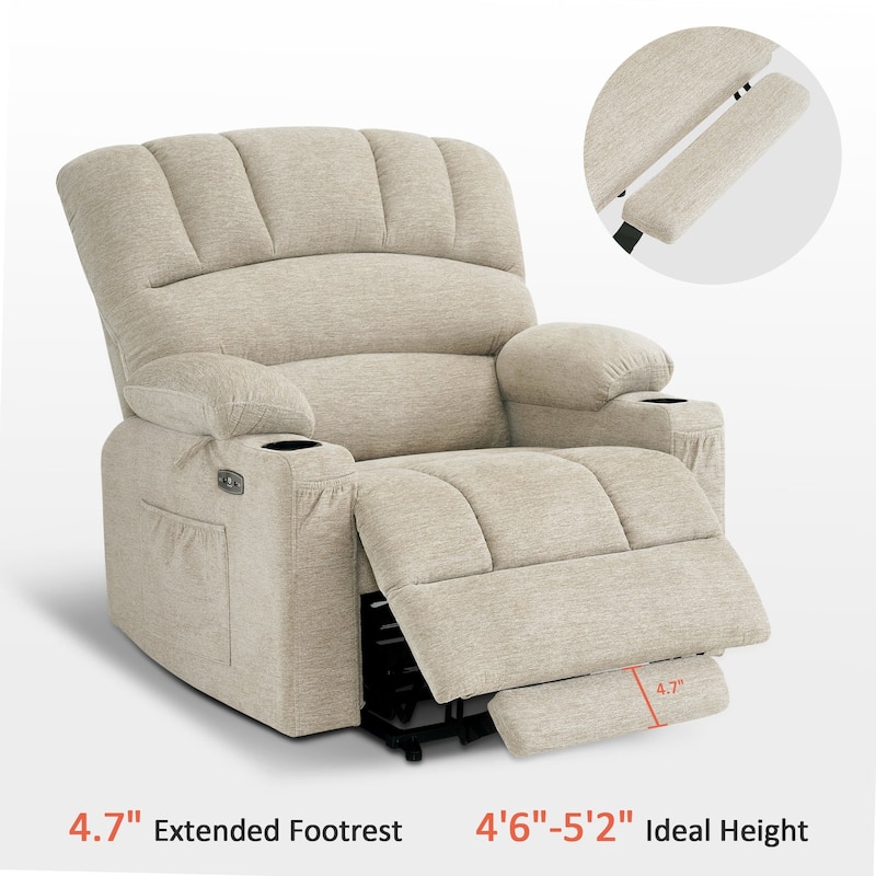 MCombo Recliner Chair Sofa with Massage and Heat for Big Elderly People,Fabric R7093(Small-Wide)