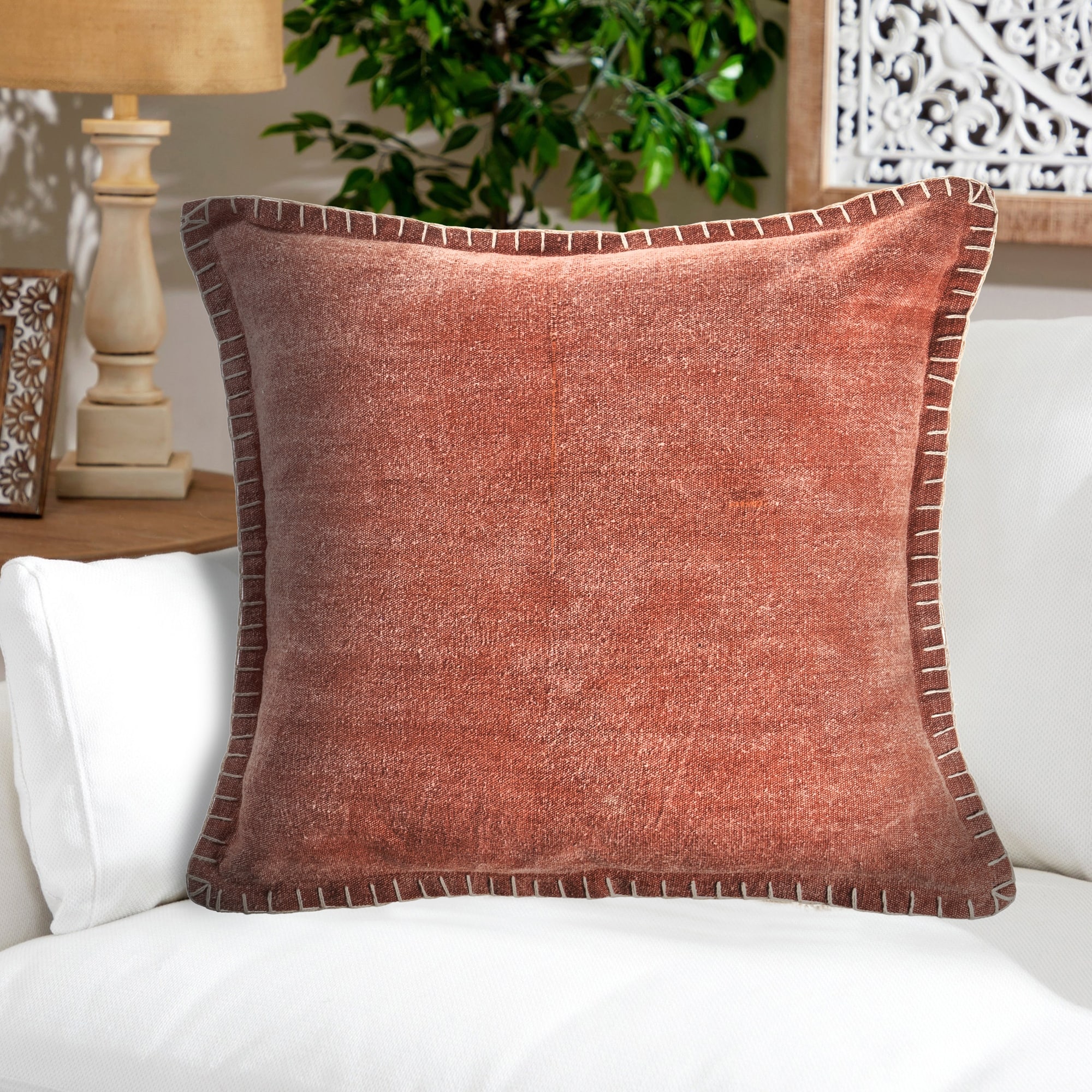 Guapo Casual Solid Stitched Edge Cotton Throw Pillow by Sevita