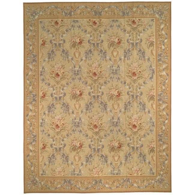 SAFAVIEH Hand-knotted French Angharad Aubusson Beige Wool Rug
