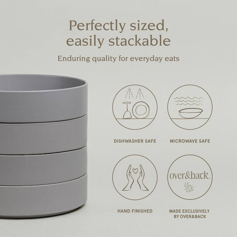 over&back Stackable 40oz Semi-Matte Stoneware Dinner Bowls