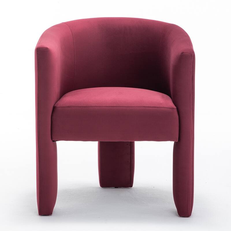 SEYNAR Modern Velvet Accent Chair, Upholstered Barrel Chair with Unique Solid Base for Living Room Soft Club Chair