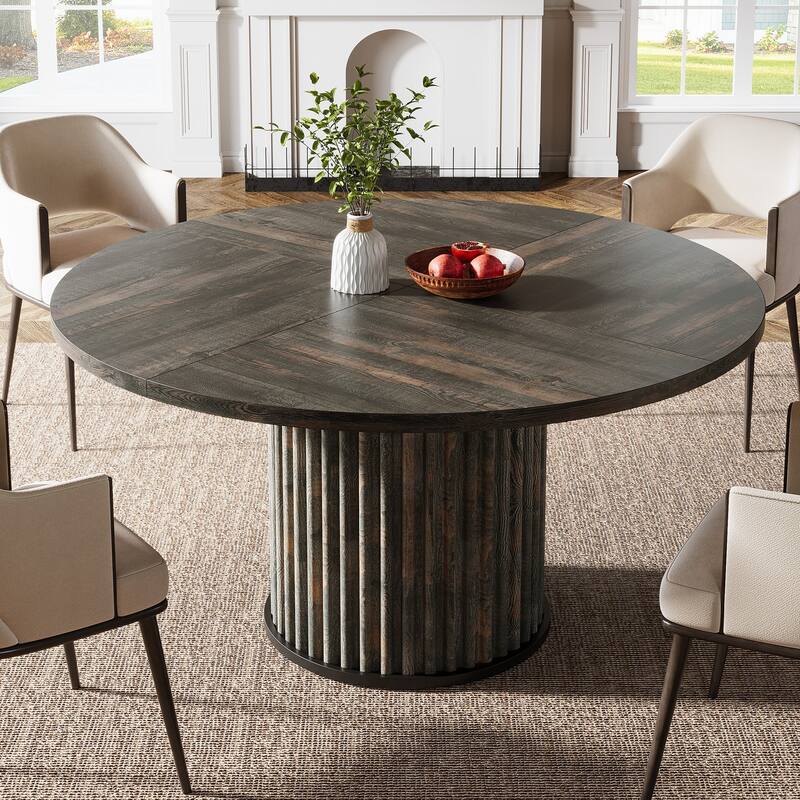 47 Inch Round Dining Table for 4-6 People - 47.24" W x 47.24" D x 29.92" H