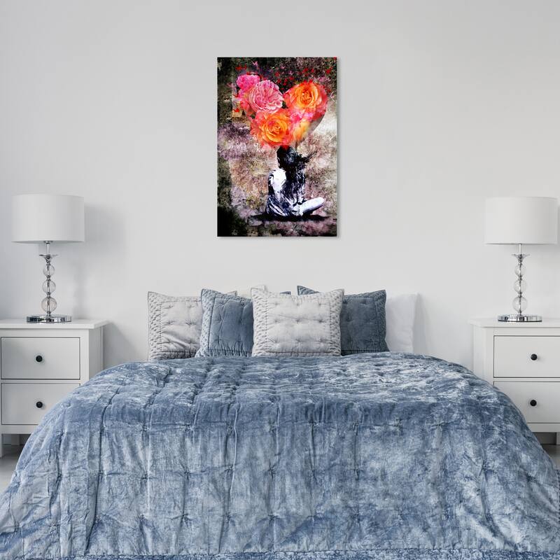 Wynwood Studio Canvas Floral and Botanical Rose Heart Flutter Orange and Modern & Contemporary Wall Art Canvas Print - 36 x 24