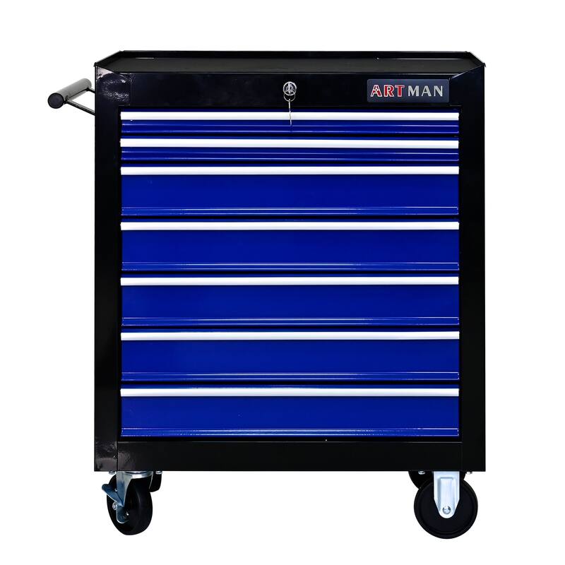 7-Drawers Multifunctional Tool Cart with Wheels - Black