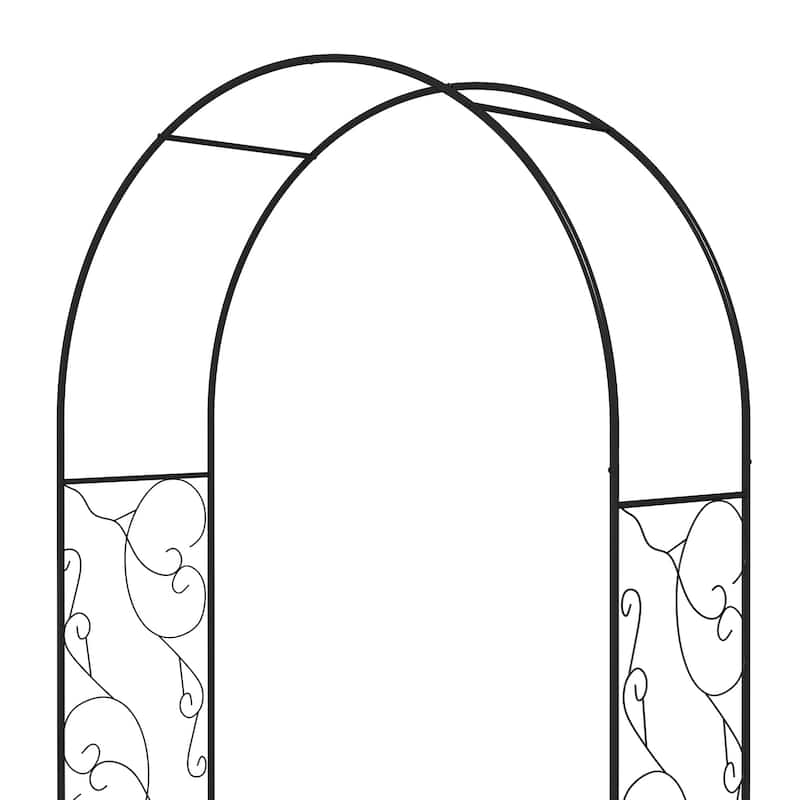 7.5' Metal Garden Arch with Gate, Garden Arbor Trellis for Climbing Plants, Roses, Vines, Wedding Arch