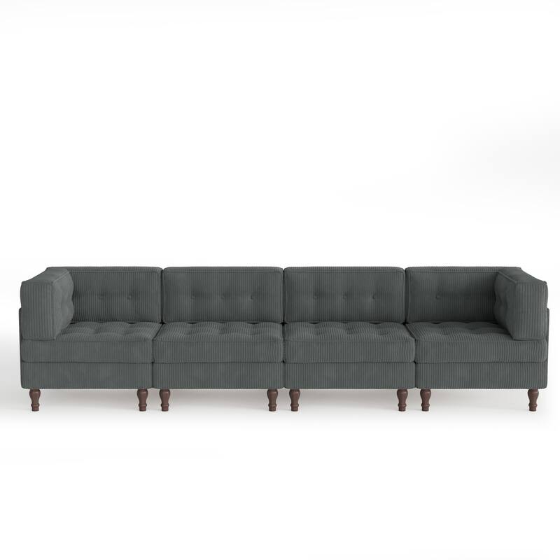 UIXE 4-Piece Corduroy Upholstered Modular Sectional Sofa for Living Room