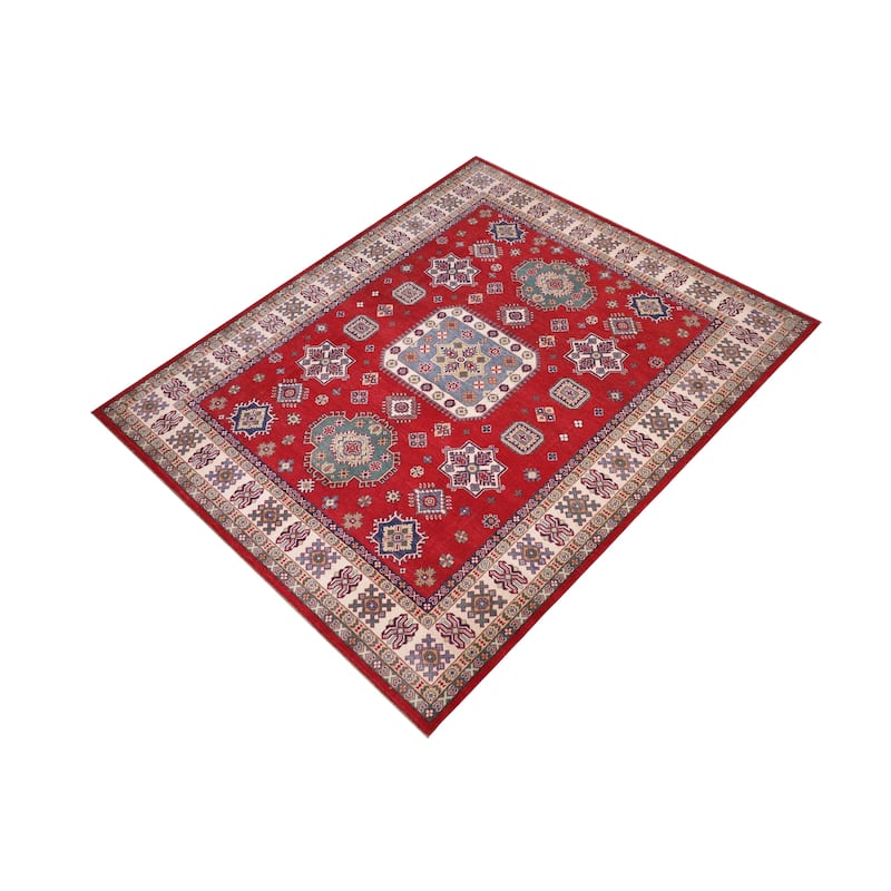 Tribal Kazak Juan Red/Natural Wool Rug - 8'0'' x 9'10''