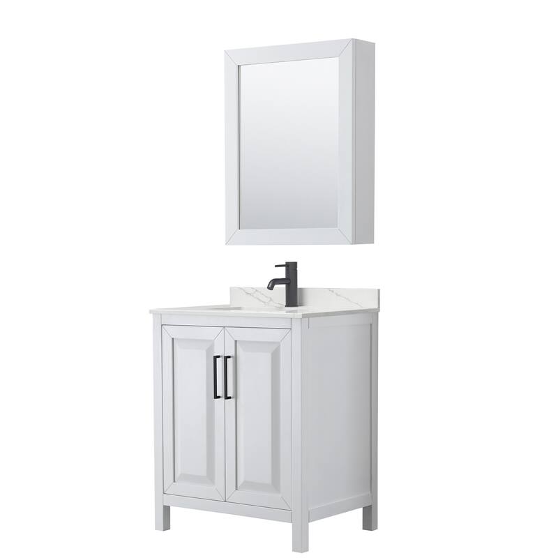 Daria 30-inch Single Vanity, Single Hole Quartz Top, Med Cabinet