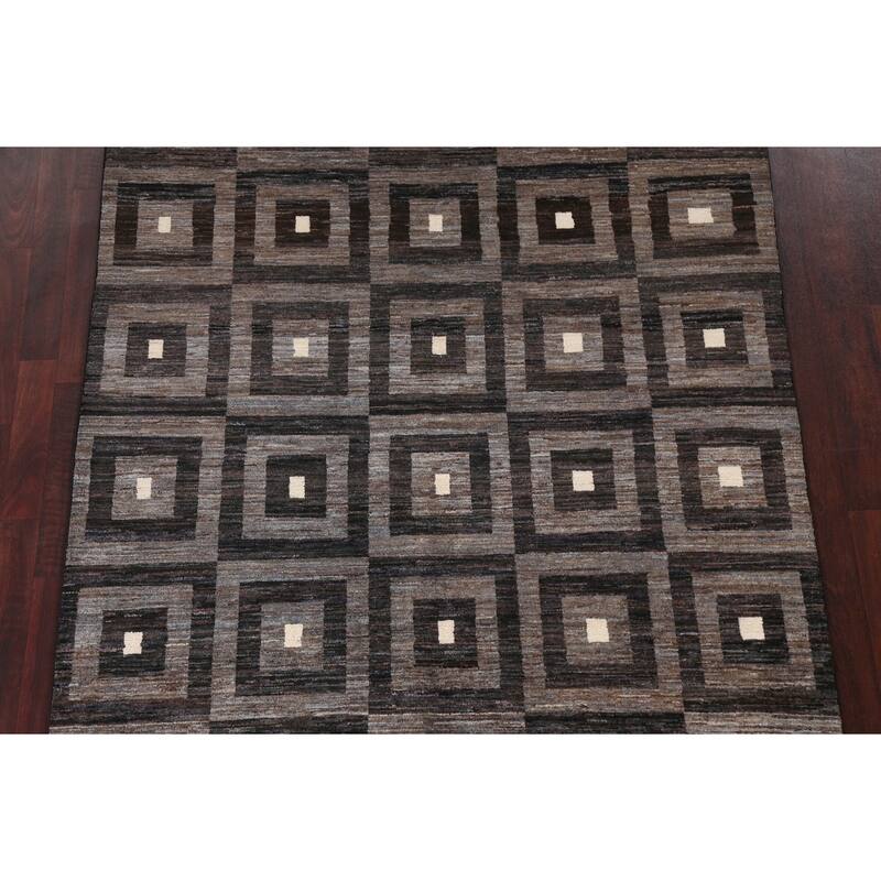 Contemporary Gabbeh Kashkoli Wool Area Rug Hand-knotted Bedroom Carpet - 5'3" x 7'11"