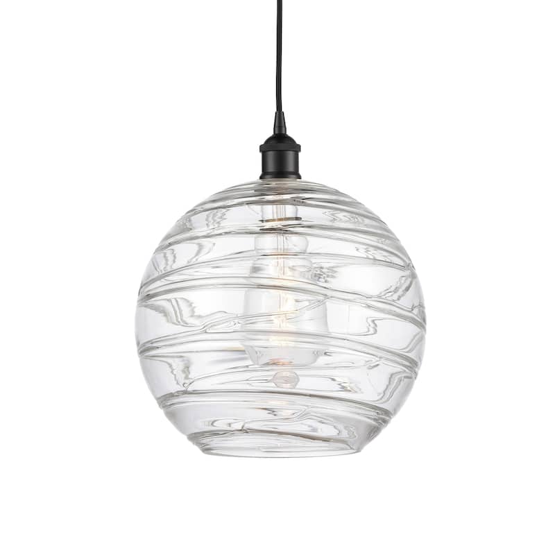 Innovations Lighting 616-1P-15-12 Athens Pendant Athens 12" Wide - Matte Black / Clear Deco Swirl