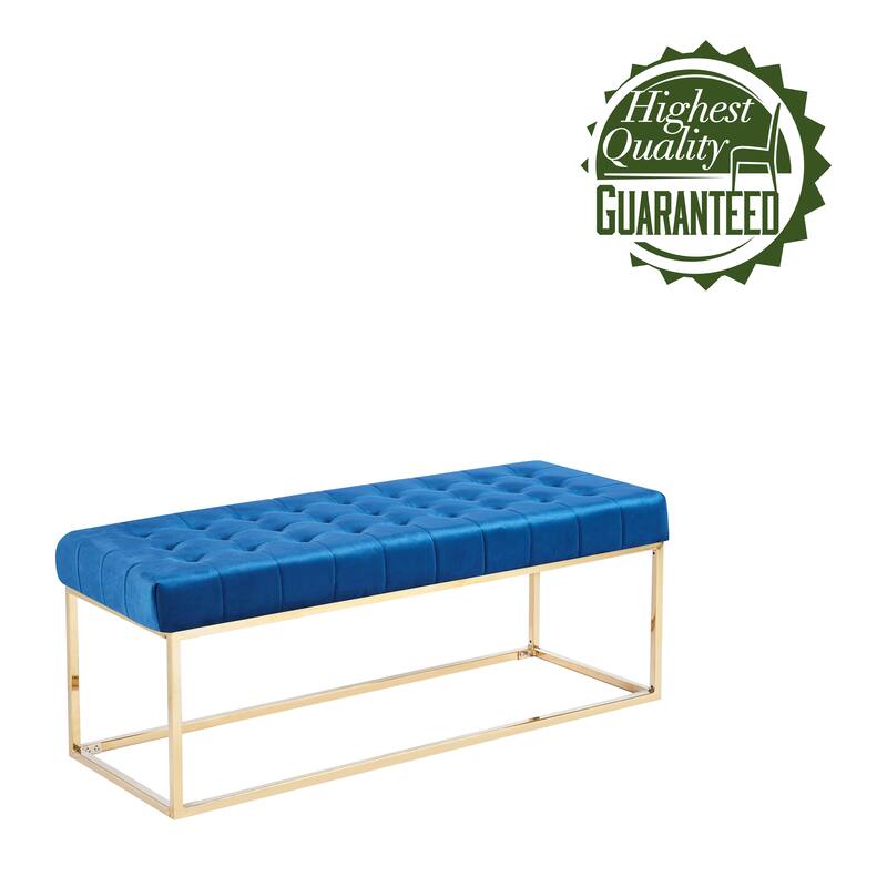 Porthos Home Wenn Tufted Velvet Bench with Gold Chrome Legs