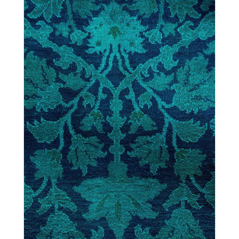 Overton Handknotted Wool Vintage Inspired Contemporary Overdyed Blue Area Rug - 15' 5" x 11' 10"