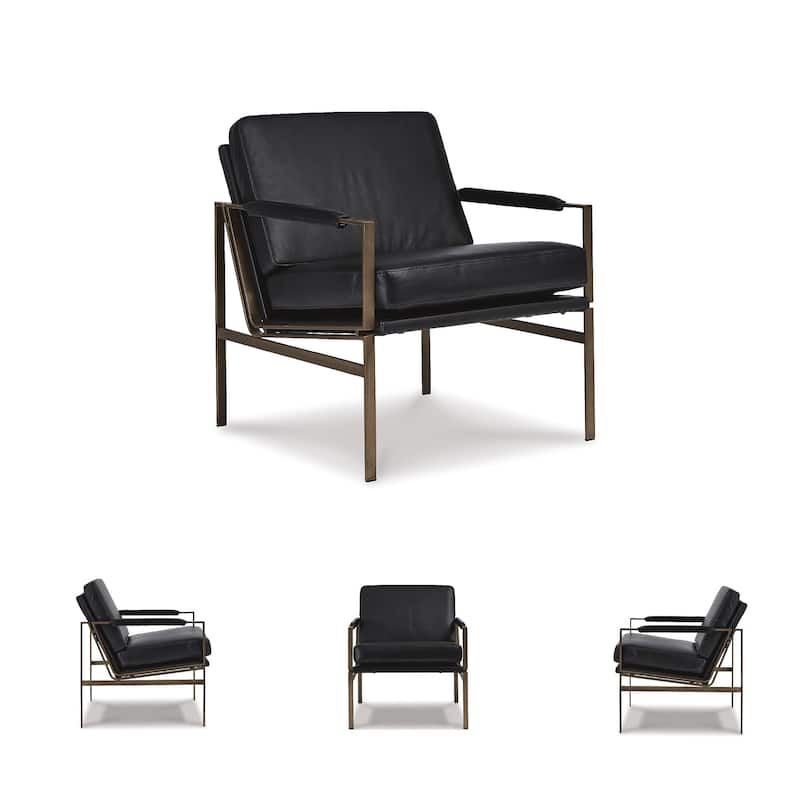 Signature Design by Ashley Puckman Mid Century Modern Leather Accent Chair - 29" W x 31.5" D x 34.25" H