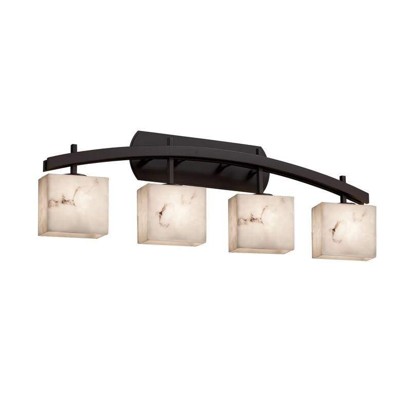 Justice Design LumenAria Archway 4-light Dark Bronze Bath Bar, Faux Alabaster Rectangle Shade - Dark Bronze, Faux Alabaster