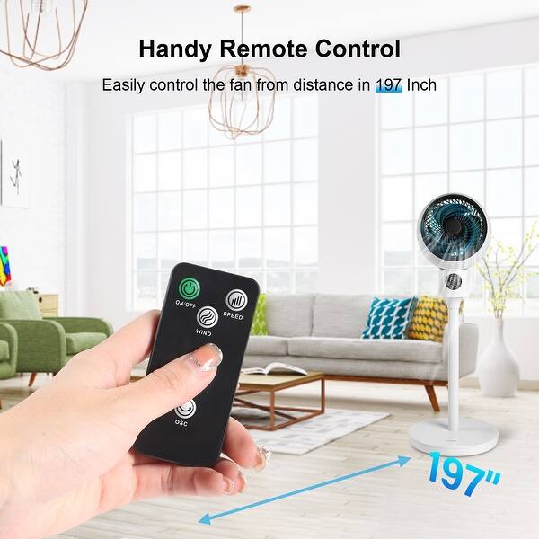 7'' 3Speed Adjustable Standing Fan with Remote Control and 15Hour
