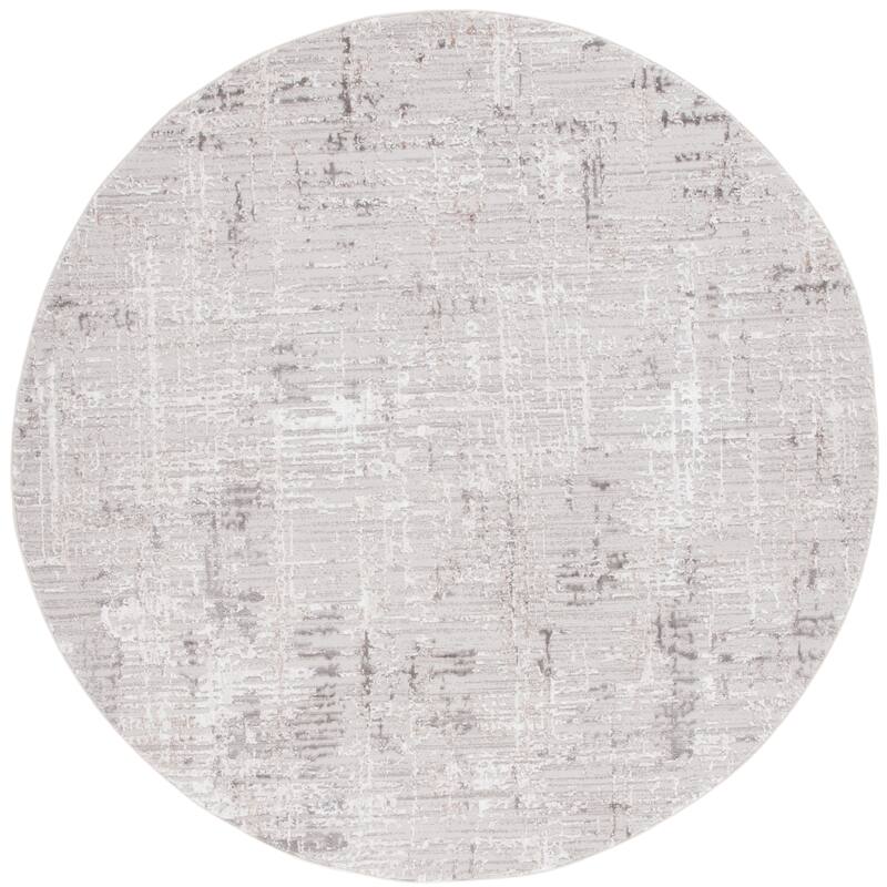 SAFAVIEH Parker Denise Glam Abstract Rug - 6'7" Round - Taupe/Ivory Grey