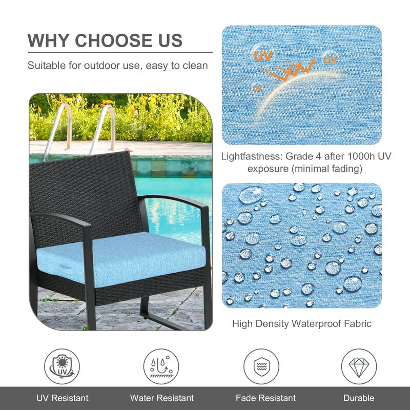 Aoodor Patio Chair Cushions Set of 2, Water Resistant Outdoor Seat Cushions with Handle and Ties, Square Corner Cushions