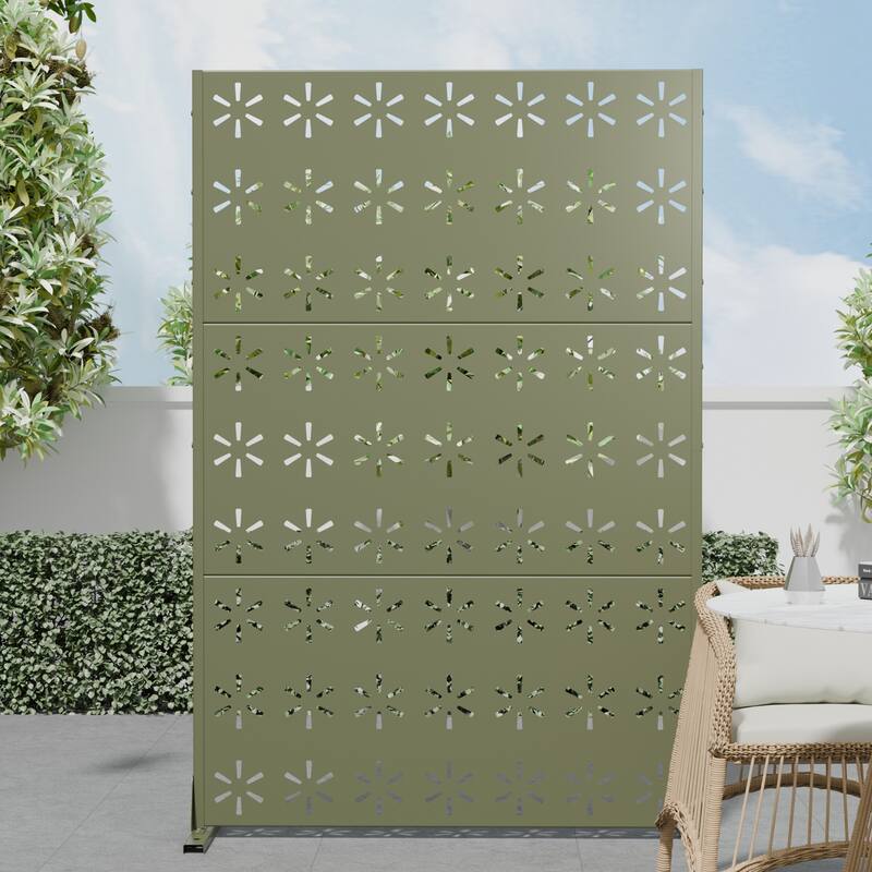 Dovelina 6ft.Outdoor Freestanding Metal Privacy Screen Decorative Garden Fence - 72"x47" - Grey