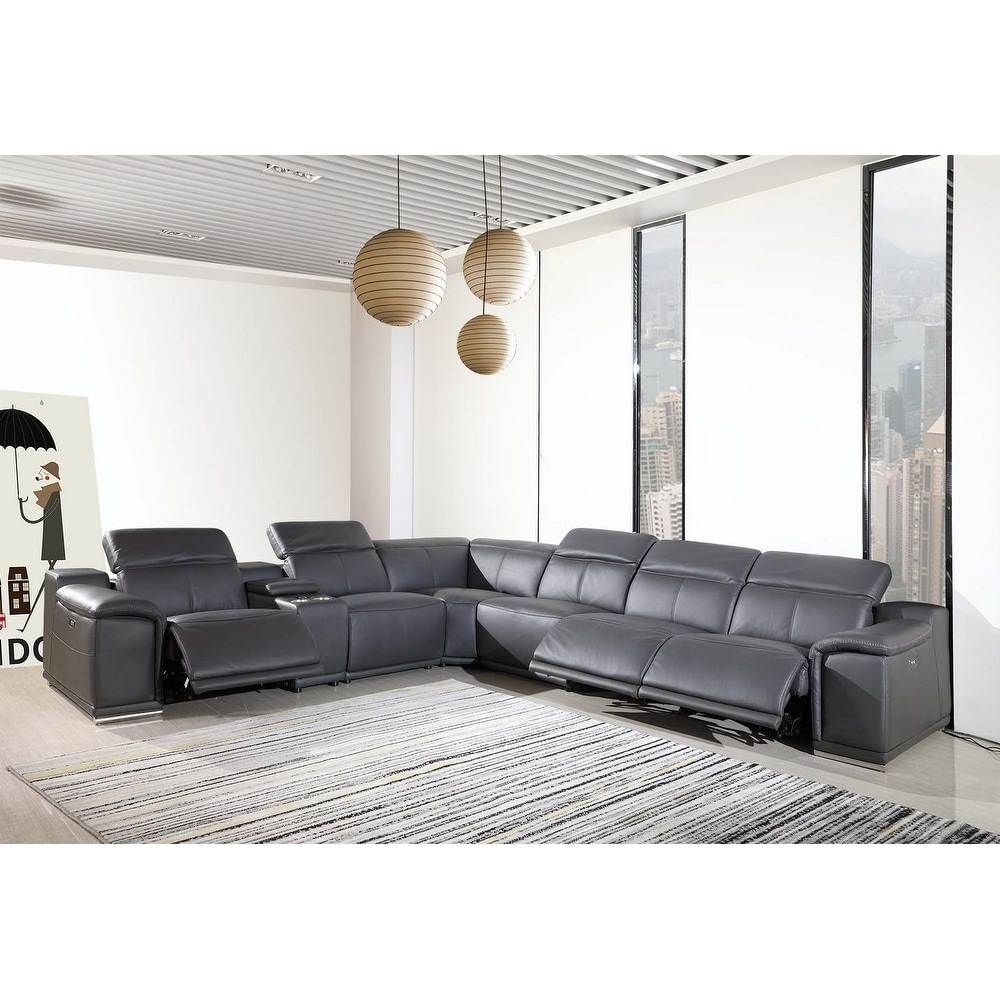 Modern gray leather sectional deals