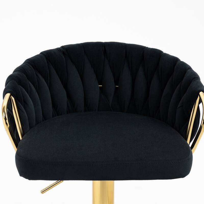 Set of 4 Adjustable Tufted Bar Stools with Backs