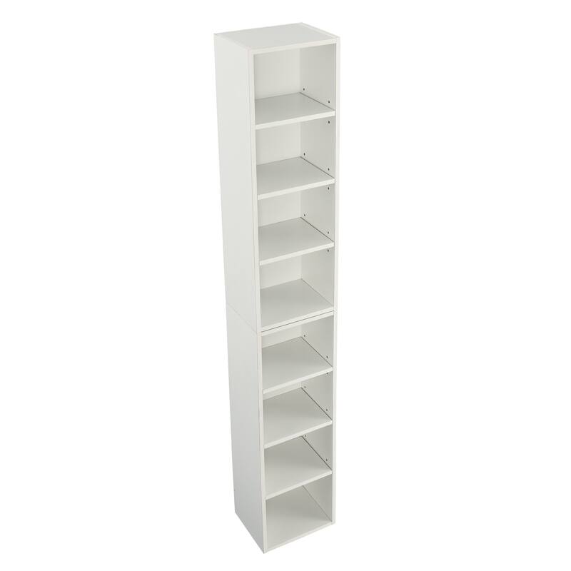 Multi-Functional Double-Decker Tall Narrow Bookcase Display Bookshelf