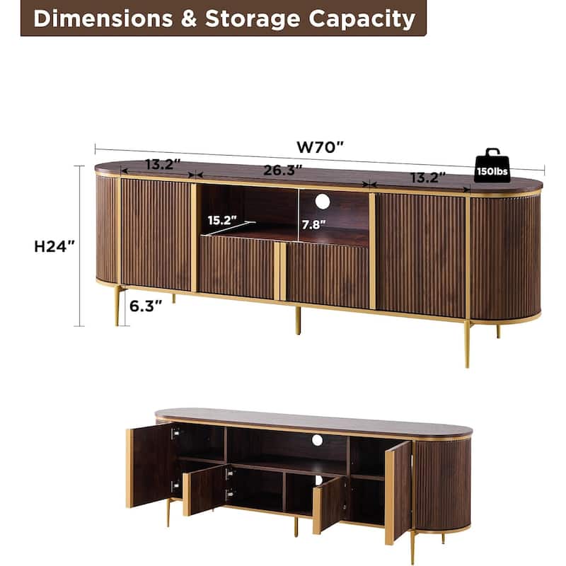 Modern Luxury TV Stand, Entertainment Cente, with Faux Marble Top