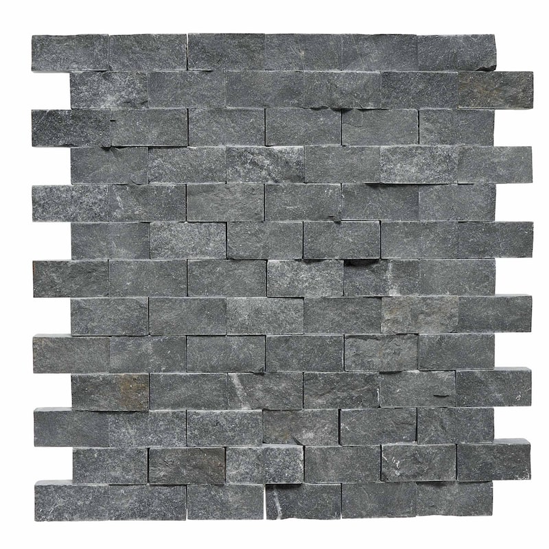 Midnight Marble 1" x 2" Split Face Mosaic - 5 Sheets (5.00 sf) - Black