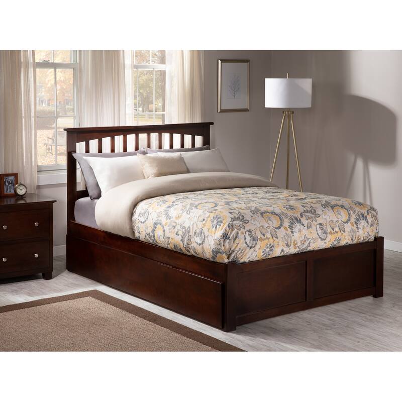 Mission Platform Bed with Footboard and Twin XL Trundle