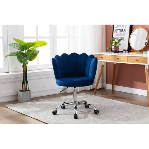 Swivel Velvet Task Chair, Home Office Mid-Back Height Adjustable Shell Executive Accent Chair, Leisure Chair