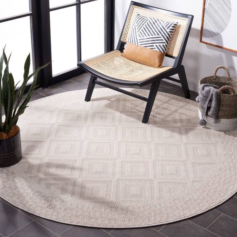 SAFAVIEH Trends Frona Geometric Rug - 6'7" Round - Beige/Ivory