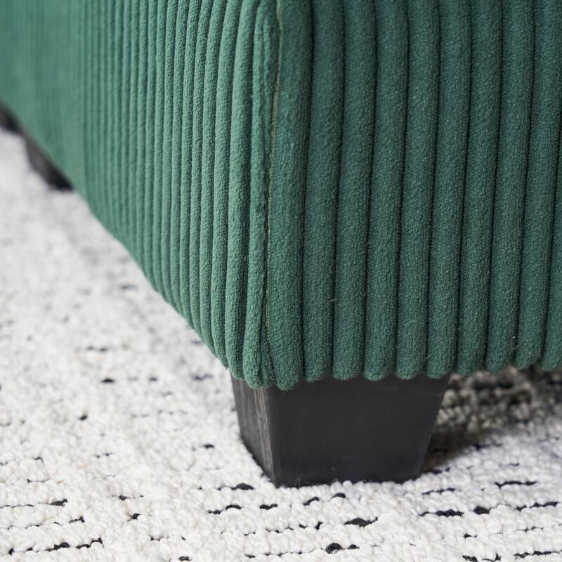 Green Corduroy Single Deep Seat Sofa with Ottoman