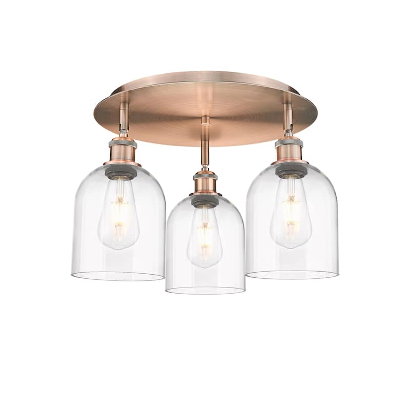 Innovations Lighting 516-3C-11-18 Bella Flush Bella 3 Light 18" Wide - Antique Copper / Clear
