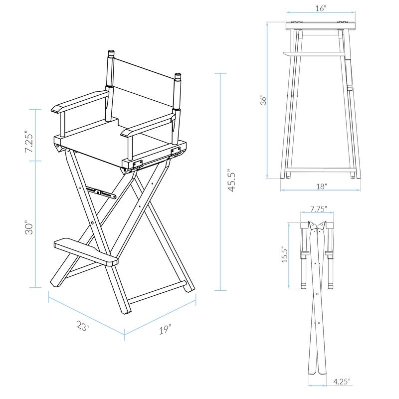 30" Director's Chair White Frame-Tropical Sea - 23"W x 19"D x 45.5"H