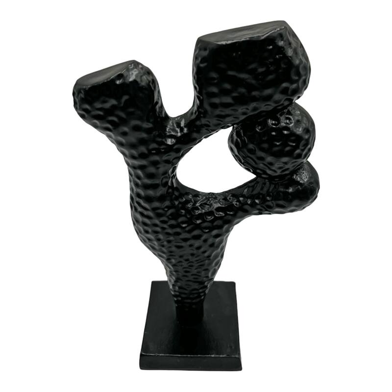 14 Inch Tall Decorative Handmade Aluminum Abstract Sculpture in Black - 8 x 4 x 14 in