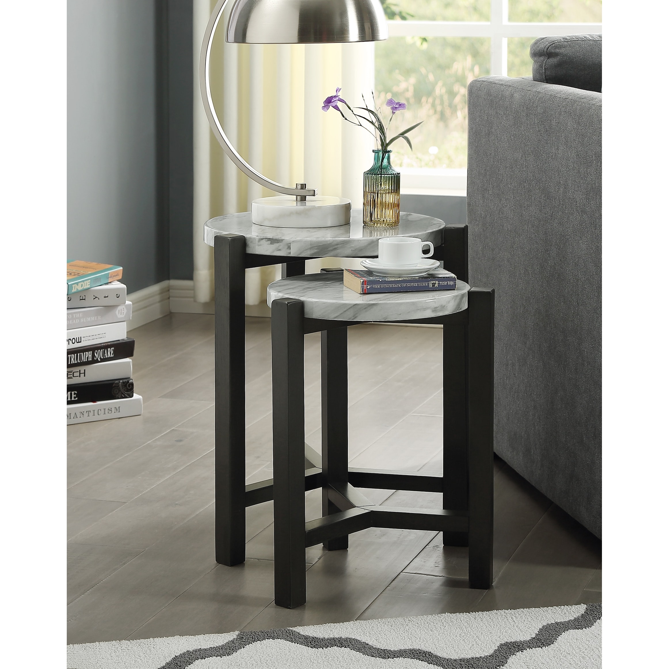 Furniture Of America Bittar Brown Grey 20 Inch Nesting Side Table