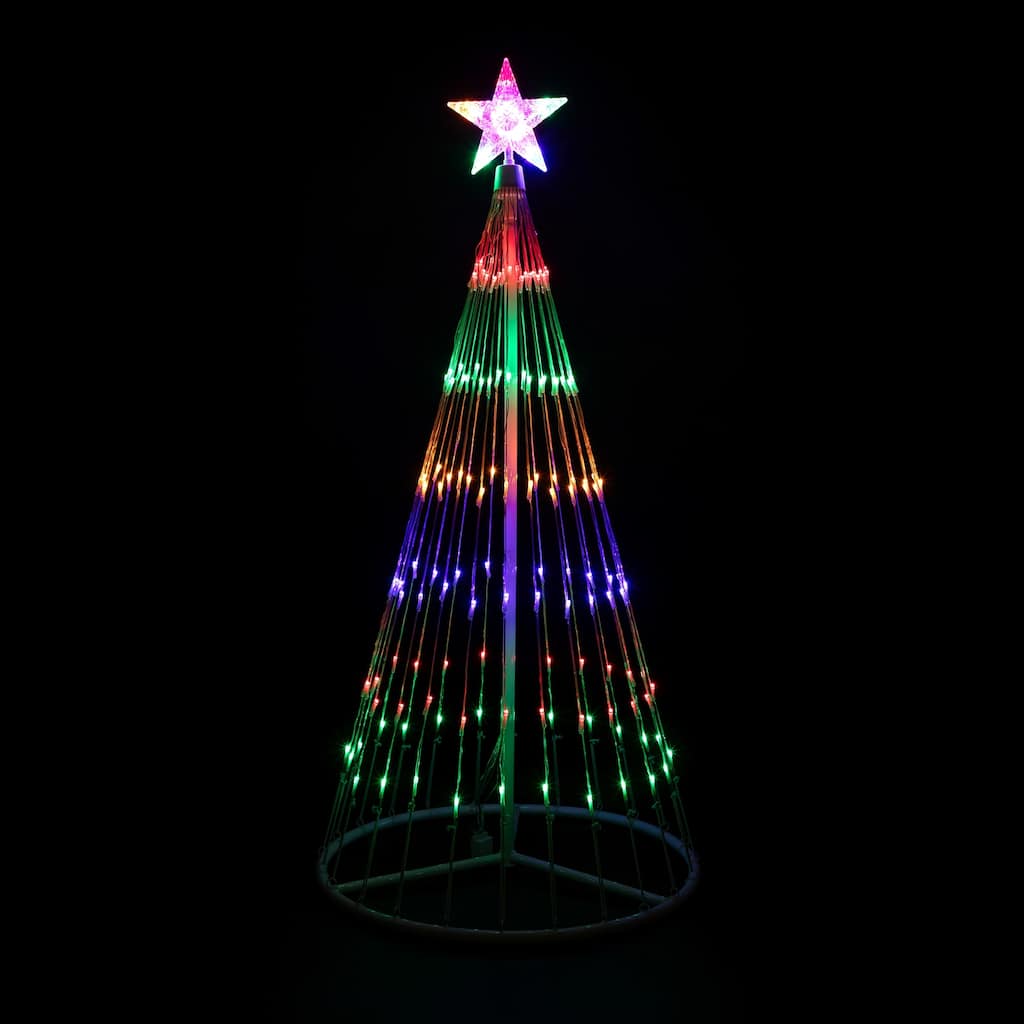 LED Lighted Outdoor Multi-Function Christmas Cone Tree - 4' - Multi-Color