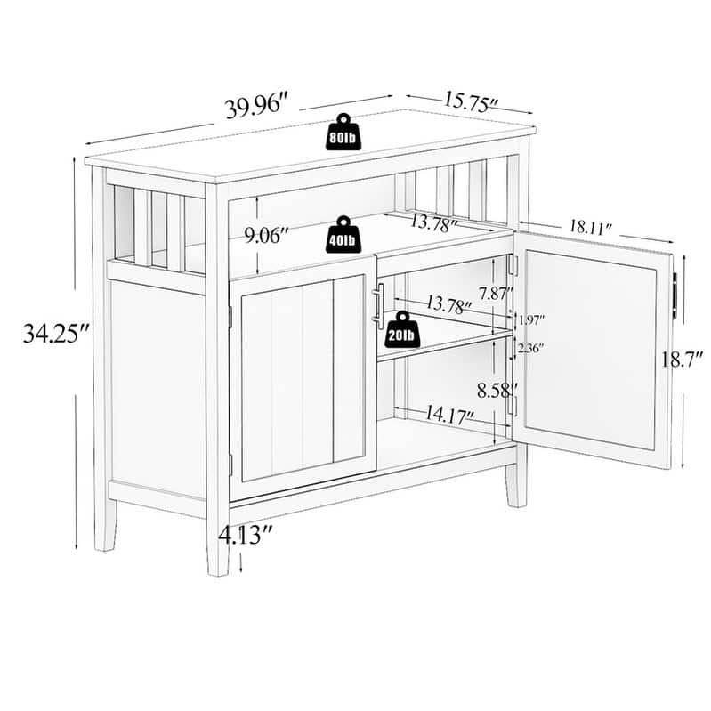Living Room Wood Storage Cabinet with Doors and Shelves