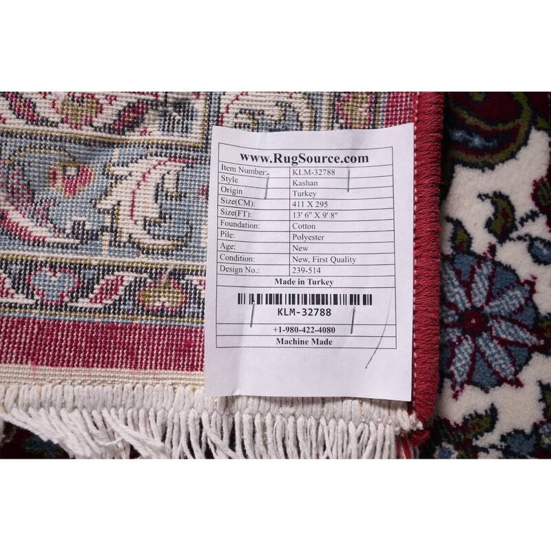 Traditional Kashan Turkish Large Rug Machine Made Carpet - 9'8" x 13'6"