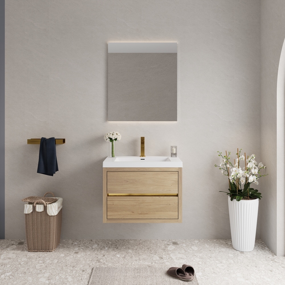 Wall-Mounted Bathroom Vanity with Stone Resin Top